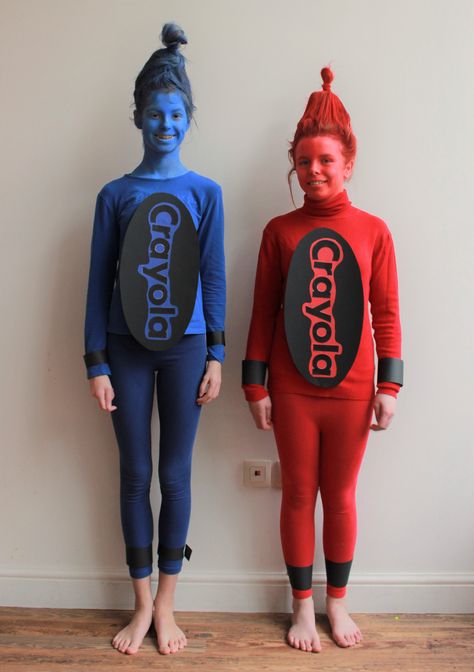 Crayon Costume #DIY #costume #carnival Cereal Character Costumes, Crayon Costume Diy, Crayon Outfit, Easy Carnival Costume, Crayon Dress, Bts Party, Crayon Costume, Kid Costumes, Spirit Days