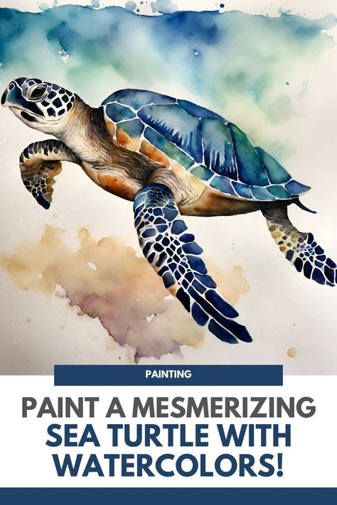 Ready to embark on an artistic adventure? Let's dive into the world of watercolor painting with a stunning sea turtle as our muse! In this engaging tutorial by Let's Make Art, you'll discover the joy of creating your very own sea turtle masterpiece step by step. No prior experience required—just grab your watercolors, paper, brush, and let's get started! Our friendly guide will walk you through each stroke, offering expert tips and techniques along the way to ensure your painting shines... Sea Turtle Watercolor Painting Tutorial, Watercolor Turtle Tutorial, Pictures Of Sea Turtles, Sea Turtle Art Painting, Sea Turtles Art, Watercolour Turtle, Turtle Watercolor Painting, Watercolor Turtles, Sea Life Drawings