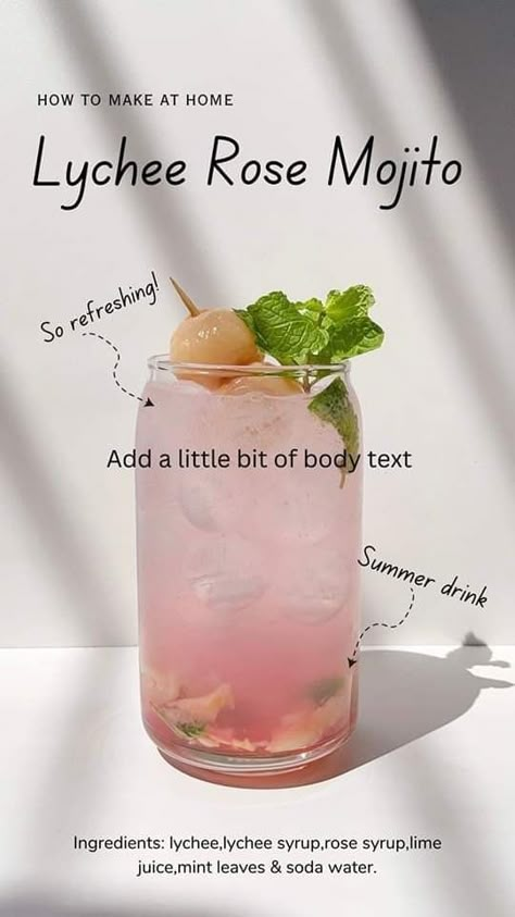 Resep Mojito, Resep Starbuck, Fun Drink Recipe, Resep Smoothie, Iced Drinks Recipes, Tea Drink Recipes, Homemade Cookbook, Drink Recipes Nonalcoholic, Mojito Recipe