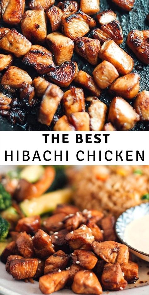 Indulge in the flavors of Japan with this mouthwatering hibachi-style chicken dish. Perfectly seasoned and cooked to perfection, this savory delight brings the authentic taste of a Japanese steakhouse right to your kitchen. Whether you're hosting a dinner party or simply craving something delicious, this recipe is sure to impress. Serve it with a side of fried rice and sautéed vegetables for a complete meal that will transport your taste buds to a world of culinary bliss. Hibachi Chicken Recipe, Hibachi Recipes, Chicken Delight, Hibachi Chicken, Japanese Steakhouse, Chicken Dish, Sauteed Vegetables, Chicken Dishes Recipes, Juicy Chicken