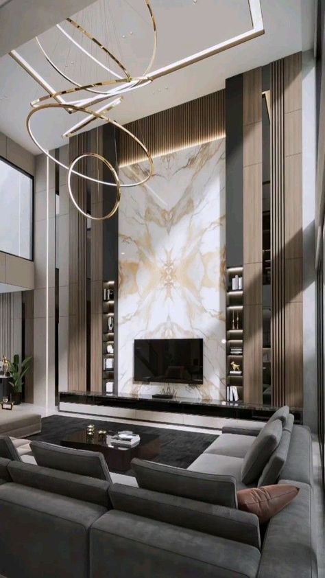 High Ceiling Living Room Modern, Living Room Designs Modern, Double Height Living Room, Modern Luxury Living Room, Living Room Wall Designs, High Ceiling Living Room, Living Room Tv Unit, Living Room Design Inspiration, Living Room Design Decor