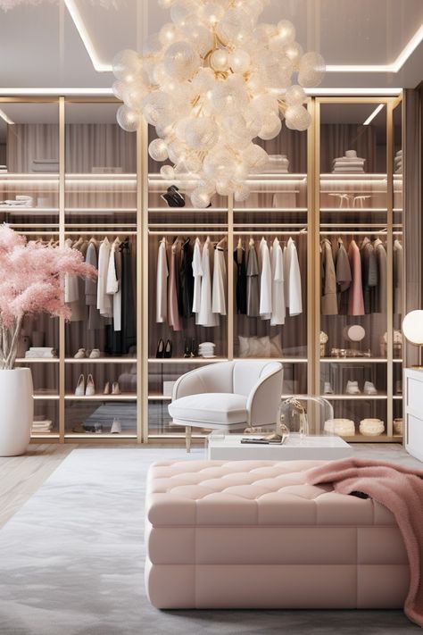 Modern Closet Designs Women, Luxurious Walk In Closet Women, Woman Closet Ideas, Room To Walk In Closet, Fancy Wardrobe, Modern Island Design, Walk In Closet Ideas Master Luxury Women, Walkin Closet Luxury, Classy Closets Walk In