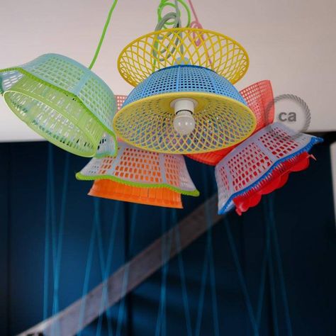 Be Creative - Valérie Menuet's colourful creations! - Creative-Cables United Kingdom Blog Ceiling Decoration Ideas, Upcycling Home Decor, Creative Lamps, Decor Studio, Funky Furniture, Creative Living, Vintage Diy, Be Creative, Lampshades