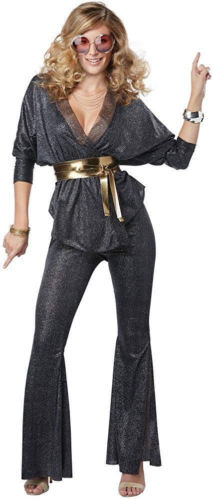 Amazon.com: California Costumes Women's Disco Dazzler Adult Woman Costume, Black/Gold, Small: Gateway 70s Disco Party Outfit, Moda Disco, Disco Fancy Dress, Disco Party Outfit, 40s Mode, Look Disco, 70s Fashion Disco, Apple Costume, 70s Disco Party