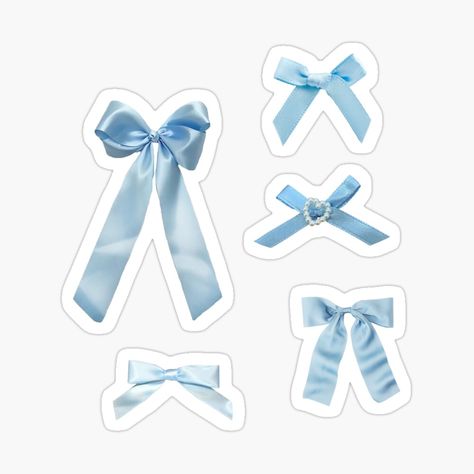 Y2k Stickers, Light Blue Ribbon, Pack Design, Hair Ribbon, Collage Design, Blue Bow, Cute Bows, Sticker Pack, Blue Ribbon