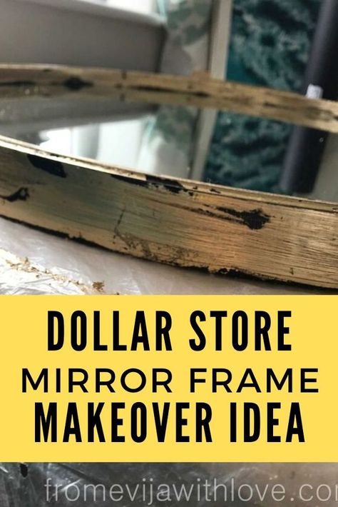 Update a cheap mirror for your bathroom or bedroom with this easy diy gold paint technique. Perfect if you're decorating on a budget and want to transform your Girls full length mirror or bathroom vanity mirror. #diy #mirror #makeover Upcycle Mirror Ideas, Mirror Border Ideas, Decorate Mirror Frame Diy, Vanity Mirror Diy, Diy Mirror Makeover, Mirror Frame Makeover, Pottery Barn Mirror Hack, Mirror Redo, Cheap Mirror