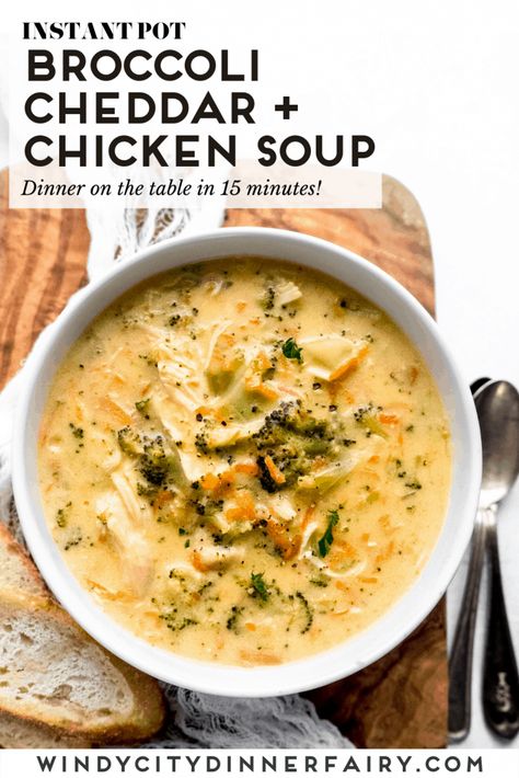 Broccoli Cheese Chicken Soup, Broccoli Cheddar Chicken Soup, Chicken Broccoli Soup, Instant Pot Broccoli, Chicken Soup Crockpot, Broccoli Cheddar Chicken, Broccoli Cheddar Soup Recipe, Cheddar Soup Recipe, Chicken Broccoli Cheese