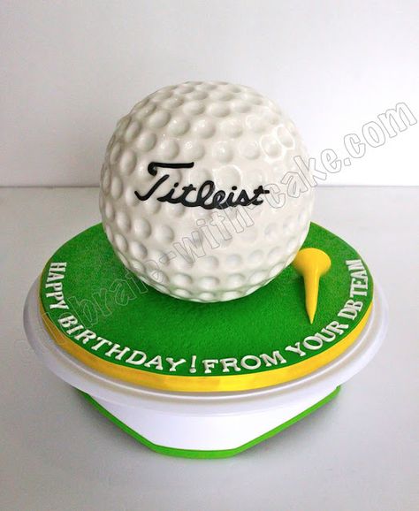 Celebrate with Cake!: Sculpted Golf Ball Cake Golf Course Cake, Ball Birthday Cake, Golf Ball Cake, Golf Themed Cakes, Golf Cupcakes, Golf Cookies, Golf Birthday Cakes, Sports Cakes, Cake 3d