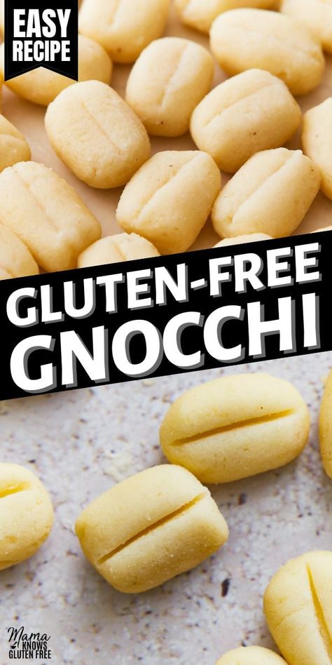 Learn how to make gluten-free gnocchi with just a few simple ingredients and a bit of prep. These soft and pillowy gluten-free gnocchi are an Italian dinner staple! Homemade Gluten Free Gnocchi, Recipes For Dinner Gluten Free, Gf Gnocchi, Easy Gluten Free Dinner Recipes, Dinner Ideas Gluten Free, Gluten Free Gnocchi Recipes, Gluten Free Pasta Dough, Mama Knows Gluten Free, Easy Gluten Free Dinner