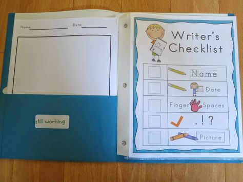 A great resource for writing folders.  Has everything I'd need for my kinders. Writing Folders Kindergarten, Kindergarten Writing Activities, Third Grade Writing, Writing Folders, 2nd Grade Writing, 1st Grade Writing, Writing School, Writing Rubric, First Grade Writing