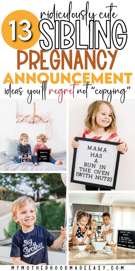 Looking for Cute and Funny Sibling Pregnancy Announcement Ideas? Check out our list of Super cute and funny Sibling Pregnancy Announcement Ideas that you'll totally Love! Read more. Big Brother And Sister Announcement, Second Sibling Announcement, Funny Sibling Announcement, Sibling Gender Announcement, Baby 3 Pregnancy Announcement, Sibling Announcement Fourth, New Year Baby Announcement With Sibling, Gender Reveal Announcement Sibling, New Sibling Announcement