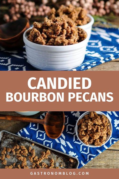 Candied Food, Pecans Recipes, Bourbon Pecans, Boozy Food, Cloves Recipes, Bourbon Honey, Candy Aisle, Candied Pecans Recipe, Oven Baked Recipes