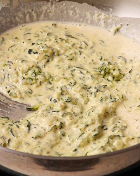 A crazy delicious creamy zucchini pasta with lemon and lots of parmesan. The perfect pasta dish for Spring and Summer. Creamy Zucchini Pasta Recipes, Zucchini Cream Pasta, Creamy Pasta With Zucchini, Zucchini Alfredo Pasta, Creamy Zucchini Sauce, Creamy Zucchini Pasta, Lemon Cream Sauce Pasta, Zucchini Pasta Sauce, Zucchini Alfredo