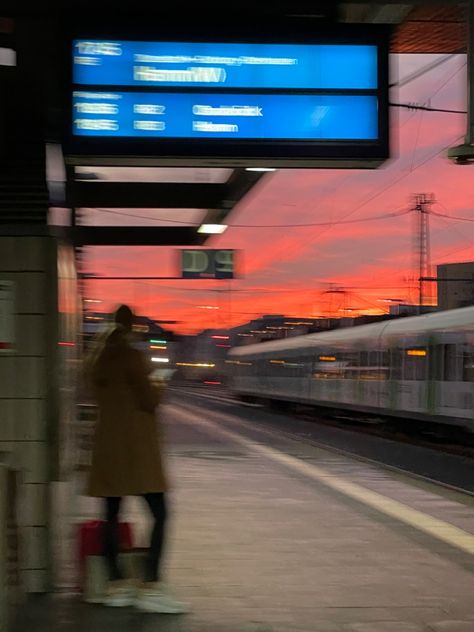 Trainstation Aesthetic, Runaway From Home, Wilbur Soot Aesthetic, Red Sky, Sky Aesthetic, Train Station, Dark Aesthetic, Summer Vibes, We Heart It