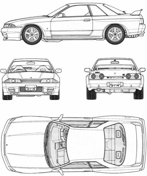 If you want more car blueprints, visit the account car_blueprints. In this account you will find car blueprints of cars from any time and from any brand. A car blueprint is actually a front view of a car from all or most sides. Car blueprint serves for modellers, car designers, petrolheads, mechanics, etc. Nissan Gtr R32, Skyline Nissan, Car Blueprint, Nissan R32, Gtr R32, Nissan Skyline R32, R32 Skyline, R32 Gtr, Nissan Gtr R34