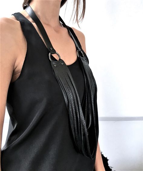 Leather Necklace, Statement Necklace For Women, Bib Necklace, Leather Jewelry, Mothers Day Gift, Statement Jewelry, Leather Gift Accesorios Dark, Leather Fringe Necklace, Steampunk Bracelet, Waterfall Necklace, Lucky Charm Necklace, Necklace Leather, Black Leather Bracelet, Elephant Necklace, Harry Winston