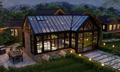 Conservatory Greenhouse Attached To House, Greenhouse House Extension, Luxury Conservatory, English Conservatory, Large Conservatory Ideas, Home Conservatory, Conservatory Renovation, Victorian Greenhouse Conservatory, Modern Conservatory Ideas