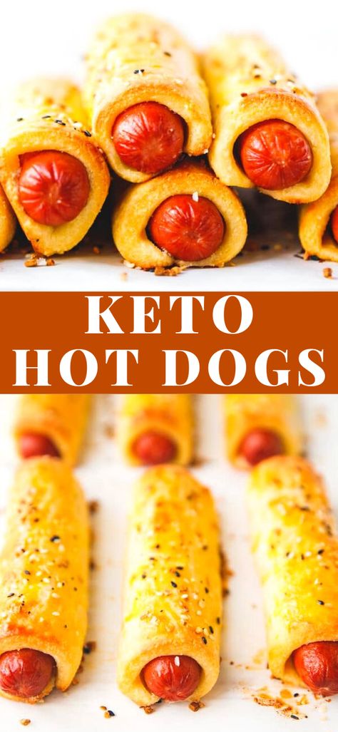 Keto Hot Dogs, Keto Apps, Crescent Dogs, Pretzel Dogs, Fathead Dough, Everything Bagel Seasoning, Bagel Dog, Beef Hot Dogs, Bagel Seasoning