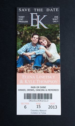 Monogram Sports Ticket - Slate Gray/Coral Concert Wedding, Date Photo, Grey And Coral, When I Get Married, Save The Date Photos, Invitation Ideas, I Got Married, Slate Gray, Save The Dates