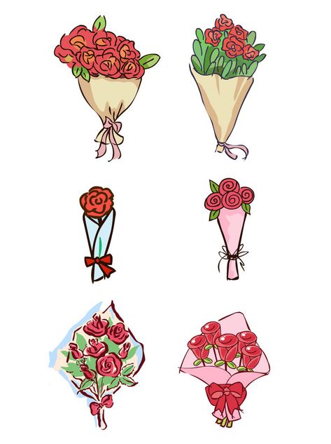 Rose Flower Drawing, Rosé Cartoon, Watercolor Flower Vector, Flower Vector Art, Cute Flower Drawing, Flower Bouquet Drawing, Cartoon Rose, Flower Boquet, Basket Drawing