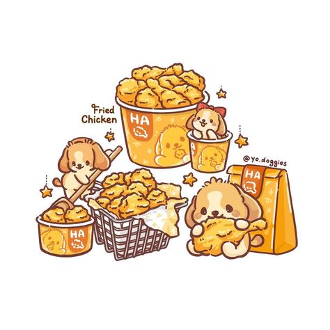 Yo,doggies!狗子哇 trên Instagram: “Let’s end the✨Fried Chicken✨theme with a COMBO that full of golden and crispy chicken nuggets and wings (๑>◡<๑) FYI this Friday night, I…” Cute Chicken Drawing Kawaii, Cute Chicken Aesthetic, Chicken Drawing Cute, Chicken Animation, Cute Chicken Drawing, Crispy Chicken Nuggets, Chicken Aesthetic, Cute Chicken Coops, Chicken Coop Decor