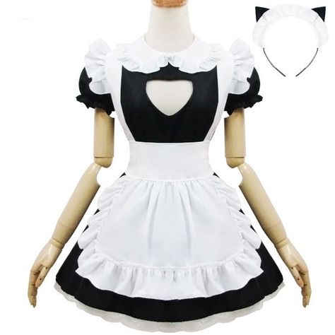 Japanese Black and White Open Chest Maid Dress SD00361 - SYNDROME - Cute Kawaii Harajuku Street Fashion Store Gothic Lolita, Anime Skirts, Lolita Outfit, Costumes Dresses, Maid Cosplay, Maid Outfit, Maid Dress, Kawaii Clothes, Lolita Dress