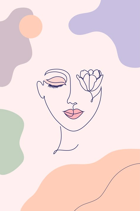 Face Line Drawing, Abstract Face Art, Soyut Sanat Tabloları, Iphone Wallpaper Pattern, Line Art Design, Outline Art, Abstract Line Art, Aesthetic Pastel Wallpaper, Art And Illustration