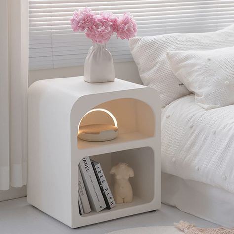 PRICES MAY VARY. CHARMING & SIMPLE:This modern nightstand uses a simple white design.Looks dignified and elegant, which can be ideally matched with any different decoration style, and makes your room more pleasing to the eye SIZE:17.7"W*15.7"D*21.6"H (45*40*55cm), it's the great balance between functional and space-saving, matches most of beds and sofa's hight PREMIUM MATERIAL:Hign quality wood-based panel and water-based paint.Special craftsmanship of particle paint, with frosted touch.Durabili White Room Decor, Room Redesign, Home Office Bedroom, Cozy Room Decor, Cute Bedroom Decor, Redecorate Bedroom, Modern Nightstand, Room Makeover Bedroom, Room Makeover Inspiration