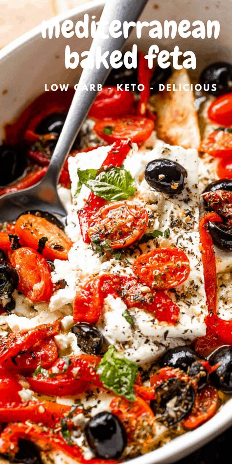 Baked Feta Dip Recipes, Feta Cheese Recipes Party Appetizers, Baked Dips Appetizers, Mediterranean Appetizers Appetizer Ideas, Mediterranean Diet Appetizers, Feta Recipes Dinner, Baked Feta Dip, Baked Feta Recipe, Mediterranean Appetizers