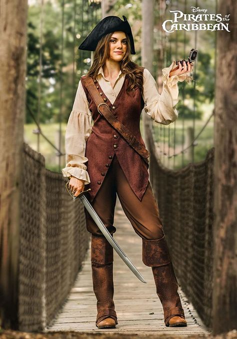 Amazon.com: Disney's Pirates of The Caribbean Elizabeth Swann Costume : Clothing, Shoes & Jewelry Women Pirates Outfits, Elizabeth Swann Costume Diy, Elizabeth Swann Cosplay, Pirates Of The Caribbean Costumes Women, Elizabeth Swann Outfit, Pirate Clothes Female, Elizabeth Swann Pirate, Pirate Cosplay Female, Female Adventurer Outfit