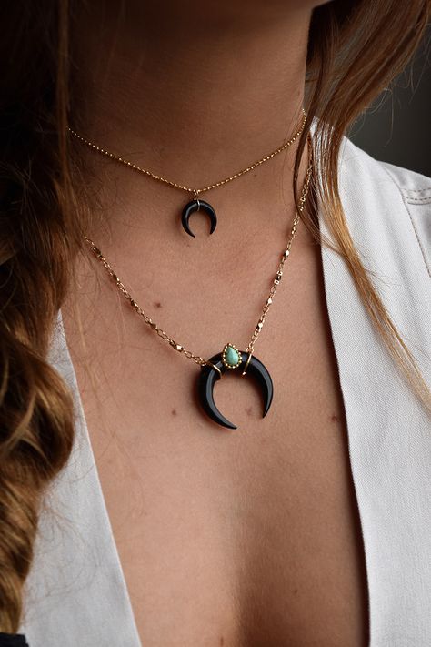 @aubreytate_ Tusk Pendant, Double Horn Necklace, Horn Pendant Necklace, Horn Jewelry, Horn Necklace, Horn Pendant, Necklace Accessories, Jewelry Fashion Trends, Moon Jewelry