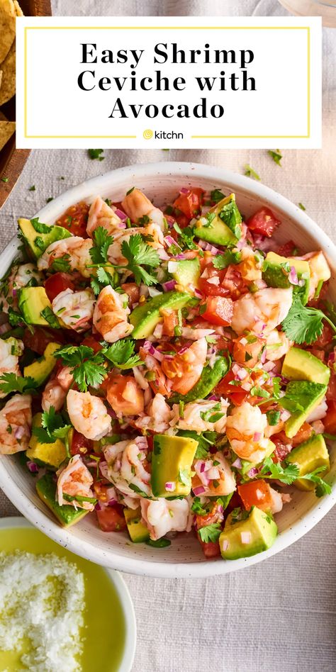 Cooked Ceviche Recipe, Shrimp Ceviche Salad, Raw Shrimp Ceviche Recipe, Civeche Recipe Shrimp, Shrimp Civeche, Civeche Recipe, Best Ceviche Recipe, Easy Shrimp Ceviche Recipe, Shrimp Ceviche With Avocado