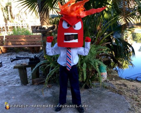 Coolest Anger form Inside Out Costume Homemade Costumes, Anger Inside Out Costume, Inside Out Costume, Halloween Sounds, Orange Tissue Paper, White Christmas Lights, Red Gloves, Trunk Or Treat, Book Week