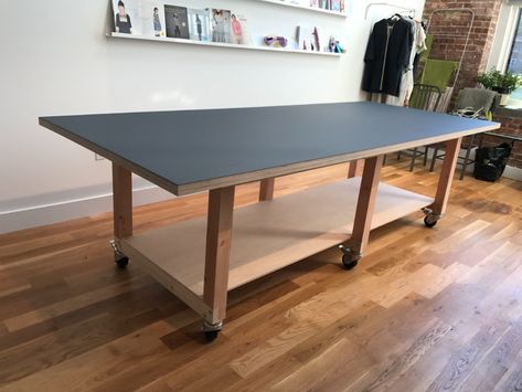 Modern Sewing Table, Rolling Work Table, Large Work Table, Studio Work Table, Atelier Table, Seamstress Studio, Atelier Interior, Creative Studio Space, Design Studio Workspace