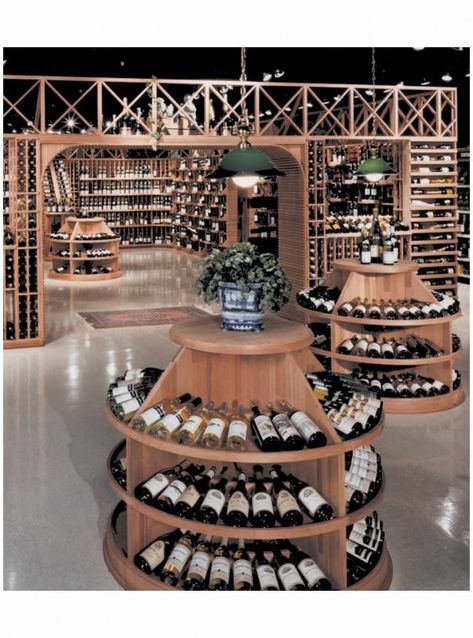 wine displays | Circular Wine Display | Individual Bottle Wine Storage | Commercial ... #wine #wine #shop Wine Store Display, Wine Store Design, Wine Shop Interior, Wine Displays, Alcohol Shop, Wine Boutique, Liquor Shop, Custom Wine Cellars, Basement Bar Designs