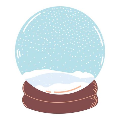 Cute Snow Globe Drawing, Snowglobe Drawing Christmas, Christmas Snow Globe Drawing, Snow Globe Graphic Design, Snow Globe Illustration Christmas, Christmas Snow Globes, Winter Snowflakes, Christmas Snow, Winter Time