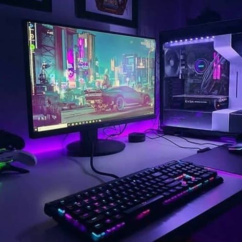 The Top100 Coolest PC Gaming Setups!  StogaTech for Gamers to Enjoy Better.          #games #gamer #gaming #pcgaming#desksetup Simple Computer Desk, Small Game Rooms, Game Room Kids, Best Gaming Setup, Pc Gaming Setup, Video Game Rooms, Gaming Room Setup, Computer Setup, Gamer Room