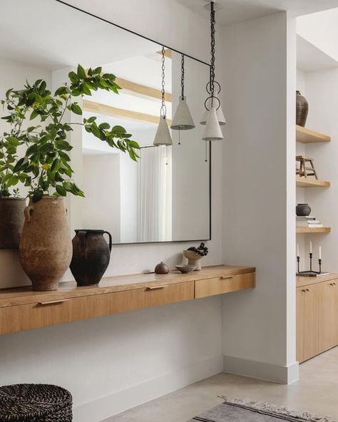 J E N N A B A R T O N on Instagram: "The entry is your guests first impression of your home! Set the tone and make it count! 📷 @thevuvobandit" Jenna Barton, White Oak Nightstand, Bold Marble, Designer Nightstand, Rustic Wooden Coffee Table, Earthy Living Room, Oak Nightstand, Best White Paint, Make It Count