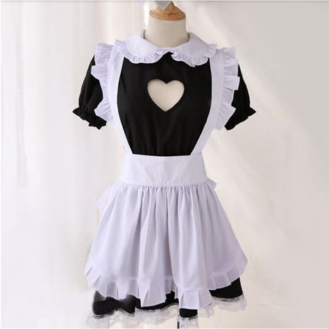 "♥ Free Global Shipping! ♥ Lovely Heart French Maid Cosplay Costume ♥ Suitable for- Bust: 82 -100 cm / 32\" -39\"; Waist: up to 75 cm /up to 29\" (Free Size) ♥ Costume includes Outfit, Head Piece, and Apron" Gothic Lolita, Maid Outfit, Kawaii Fashion Outfits, Maid Dress, Kawaii Clothes, Cosplay Outfits, Harajuku Fashion, Lolita Dress, Kawaii Fashion