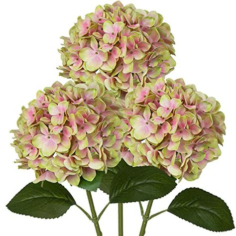 DILATATA Fake Hydrangeas Real Touch Hydrangea Flowers 26" Large Artificial Hydrangea Flowers Silk Hydrangea for Wedding Bouquet, Home, Party, Store, 3 Yellow Hydrangea, Fake Hydrangeas, Hydrangea Colors, Faux Hydrangea, Bridal Decorations, Silk Hydrangeas, Faux Floral Arrangement, Artificial Hydrangeas, Hydrangea Flowers