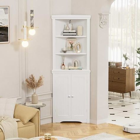 Amazon.com: 90 Degree Corner Closet Organizers And Storage: Home & Kitchen Corner Cabinet Decor, Corner Closet Organizer, White Corner Shelf, Bathroom Corner Storage, Cabinet For Bathroom, Farmhouse Storage Cabinets, Corner Storage Shelves, Corner Shelving Unit, Freestanding Storage Cabinet