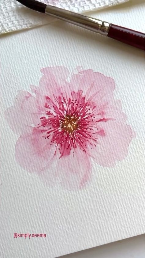 Seema | A loosely painted pink flower with my equinox 8 round brush. For the center to painted some white dots with a Posca white pen! Art… | Instagram Croquis, White Pen Art, Loose Watercolor Paintings, Loose Watercolor Flowers, Flower Canvas Art, Watercolor Beginner, Watercolor Flowers Tutorial, Watercolor Lessons, White Pen