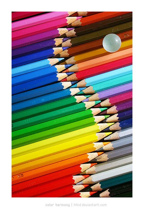 This is an example of harmony photography because the bright colors and the fact that the color pencils fit together in "harmony". Harmony Photography, Pencil Photo, Elements And Principles, Principles Of Design, Color Harmony, Coloured Pencils, Photography Projects, Beautiful Rainbow, World Of Color