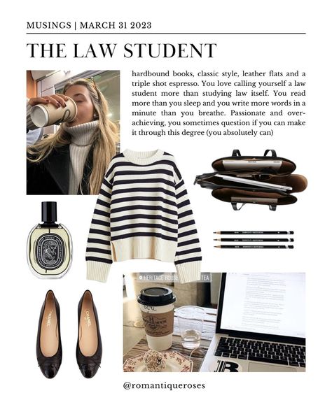 Studying Aesthetic Outfit, Law Student Moodboard, Girly Law School Aesthetic, Studious Aesthetic Outfit, Law Student Style, Rich Lawyer Woman Aesthetic, Old Money Student, Law School Aesthetic Outfit, Lawyer Outfit Law School