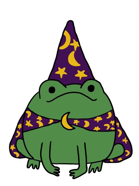 Frog With Wizard Hat, Frog Wizard Tattoo, Wizard Frog Tattoo, Wizard Cartoon, Wizard Illustration, Harry Potter Drawing, Witch Frog, Frog Wizard, Wizard Frog