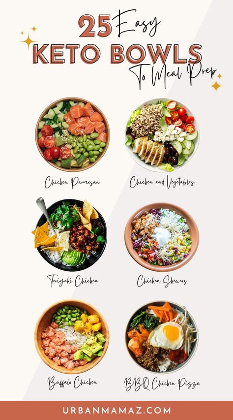 Looking for easy keto bowls to meal prep? Check out these 25 easy keto bowls to meal prep that are perfect for weight loss. Food Prep Keto, Keto Meal Preps, Keto Bowls Lunch, Diet Keto Plan, Keto Bowls Meals, Keto Bowls Recipes, Keto Food Prep, Keto Meal Prep Bowls, Low Carb Meal Prep For The Week