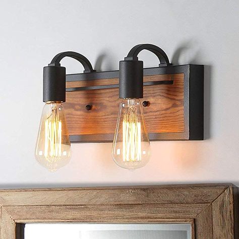 Simple Vanity, Farmhouse Vanity Lights, Rustic Wall Lighting, Wood Wall Bathroom, Vanity Light Bar, Rustic Vanity, Farmhouse Vanity, Rustic Bathroom Vanities, Rustic Light Fixtures