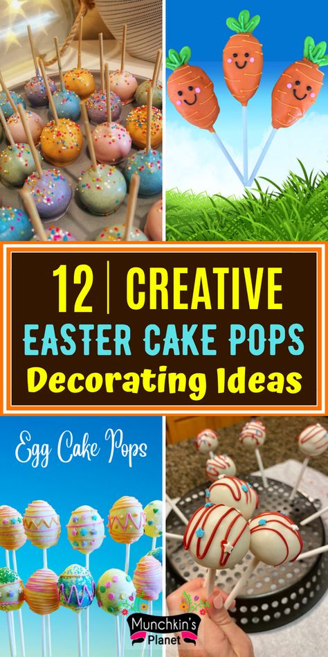 Creative Easter Cake Pops Decorating Ideas Egg Shaped Cake Pops, Spring Cake Pops Ideas, Easy Desserts For Easter, Easter Cake Pops Ideas, Cake Pops Decorating Ideas, Easter Cake Balls, Cake Pops Easter, Chick Cake Pops, Carrot Cake Pops