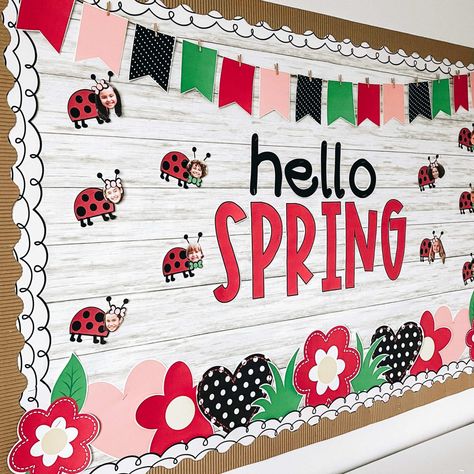 Cute Spring Bulletin Board Ideas, Hello Spring Bulletin Board, Spring Billboard Ideas, Welcome Spring Bulletin Boards, Spring Bulletin Boards Kindergarten, Spring Doors For Classroom, Spring Boards For Preschool, Spring Classroom Bulletin Boards, Spring Board Ideas