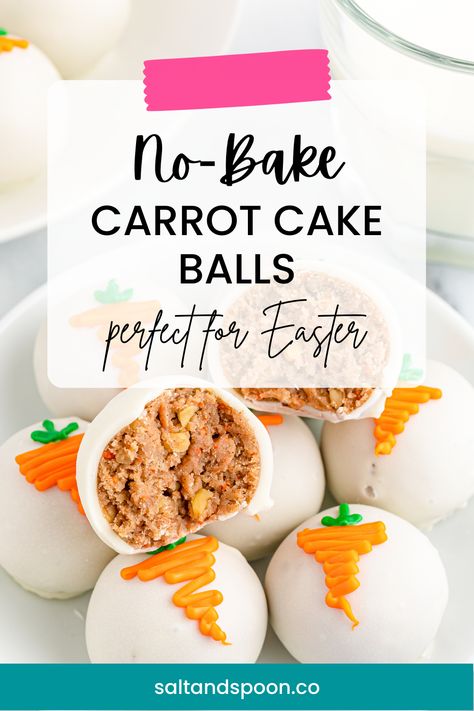 No-bake carrot cake balls are a delicious and easy-to-make dessert that combines the classic flavors of carrot cake with the convenience of bite-sized treats. These sweet and creamy cake balls are made with a simple combination of carrot cake mix, cream cheese, and chopped walnuts, which are then coated in a layer of colorful candy melts. No Bake Carrot Cake Truffles, Cake Mix Truffles No Bake, Cake Mix Cream Cheese, Carrot Cake Truffles, Carrot Cake Balls, Creamy Cake, Homemade Carrot Cake, Baked Carrots, Oreo Balls